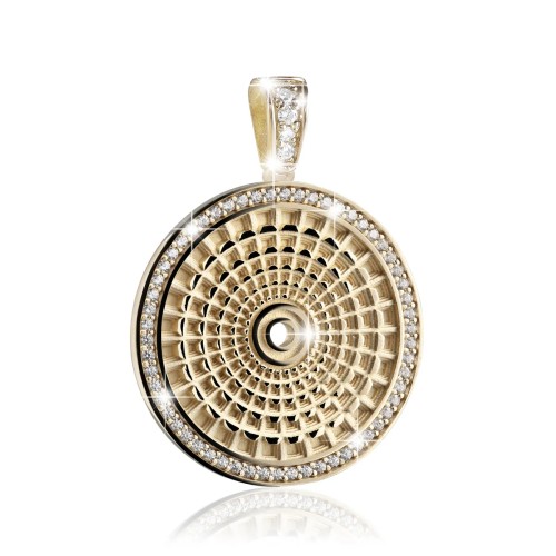 Sterling silver Rome small Pantheon round pendant with zirconia
