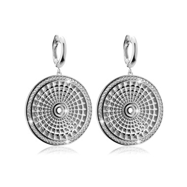 Sterling silver earrings depicting the Pantheon's dome with zirconia