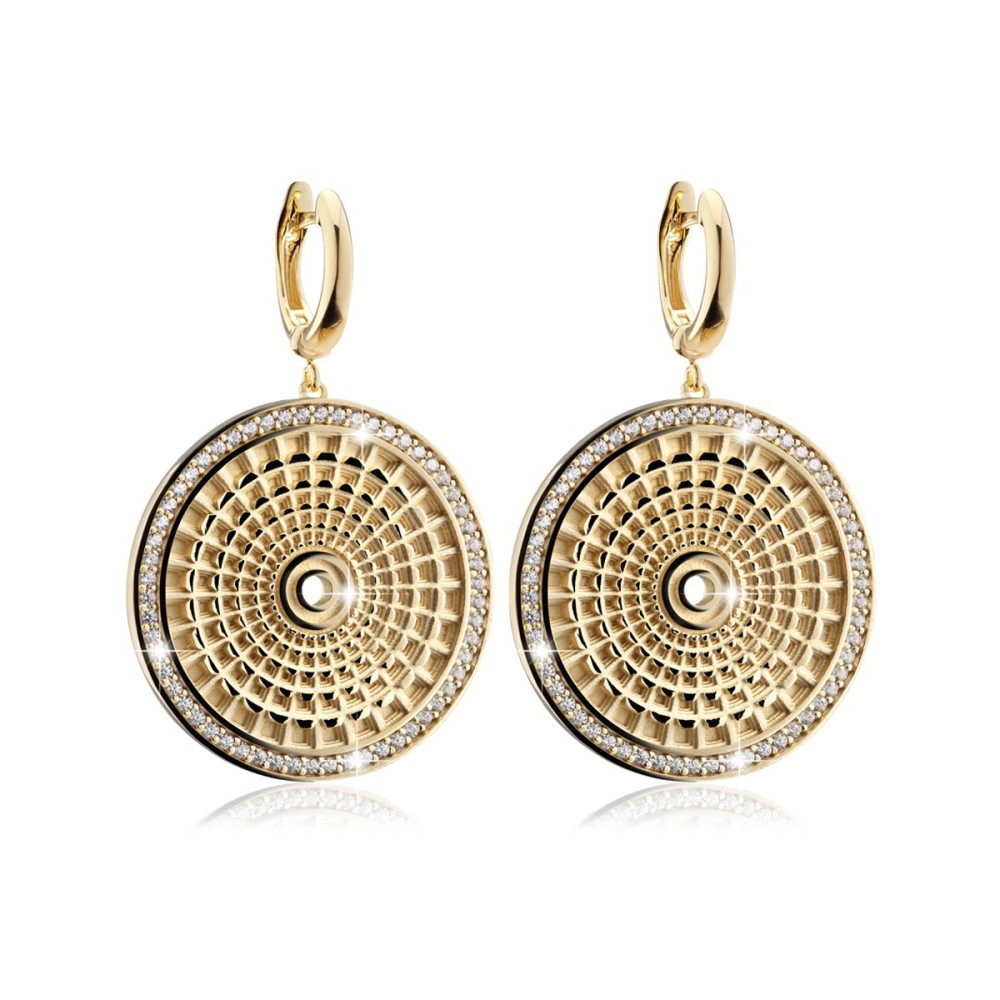 Sterling silver earrings depicting the Pantheon's dome with zirconia
