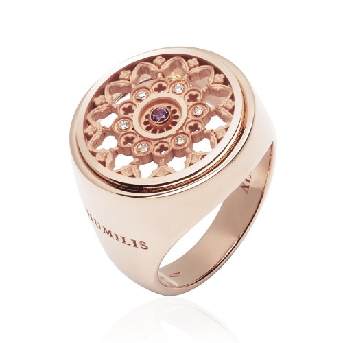 Anello Rosone duomo Firenze in argento con zirconi