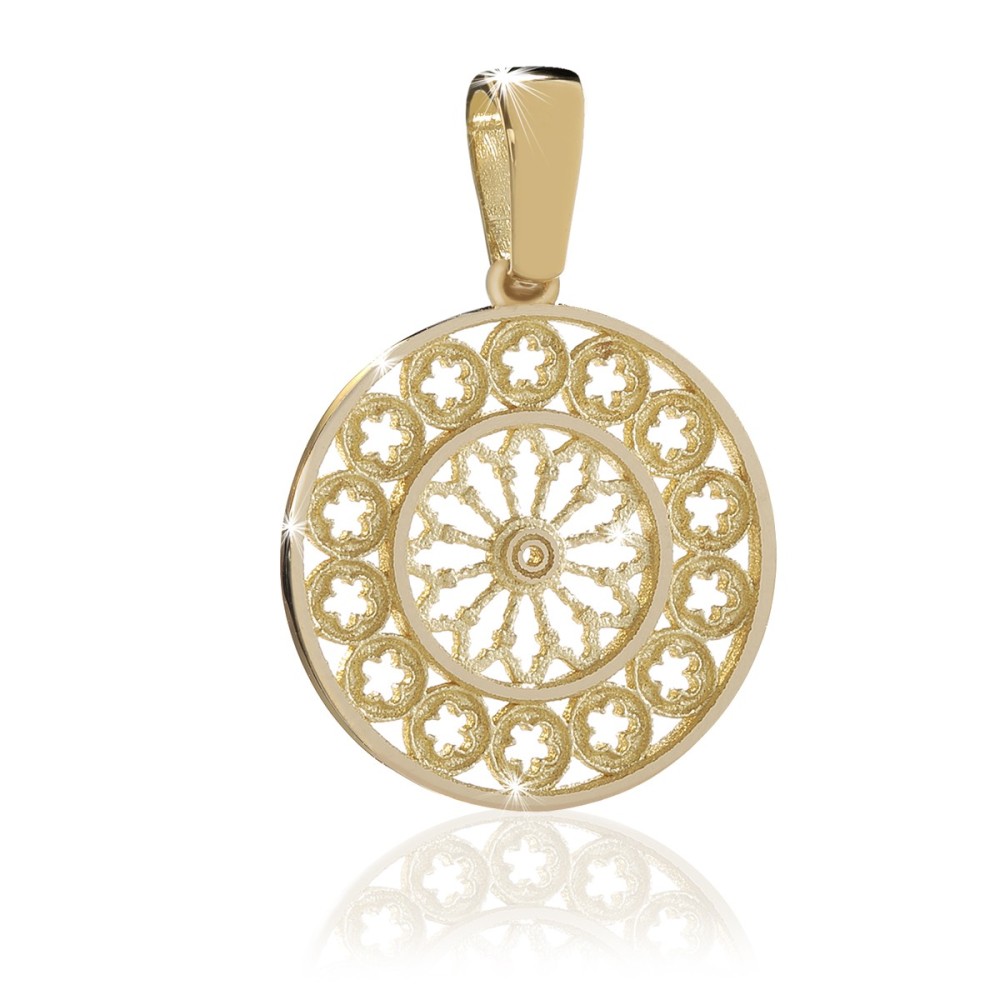 Gold Basilica of St. Francis rosewindow medium pendant