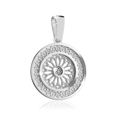 Sterling silver St. Clare's Basilica rosewindow medium pendant