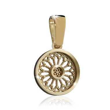 Gold St. Clare's Basilica rosewindow small pendant
