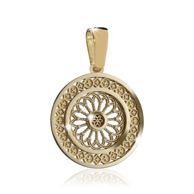 Gold St. Clare's Basilica rosewindow medium pendant