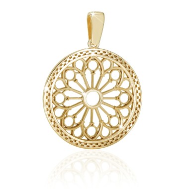 Gold St. Antony from Padua rosewindow medium pendant