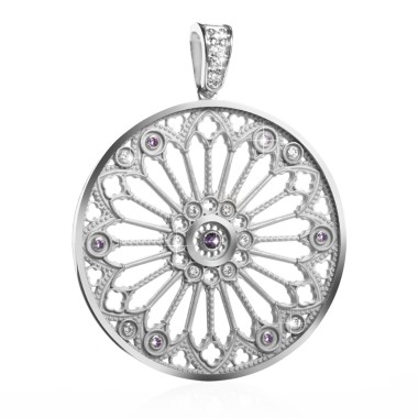Sterling silver rosewindow Cathedral of Florence pendant with zirconia