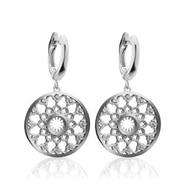 Sterling silver Florence Dome rosewindow collection medium earrings
