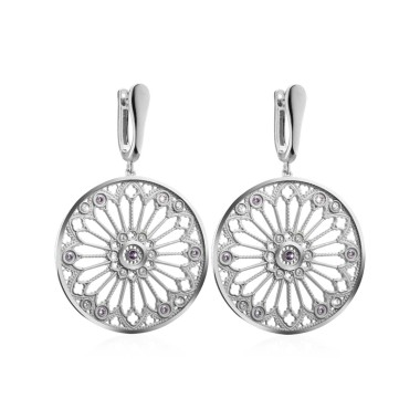 Sterling silver Florence Dome rosewindow collection earrings with zirconia