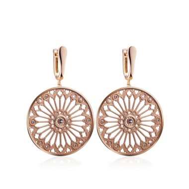 Gold Florence Dome rosewindow collection earrings with stones
