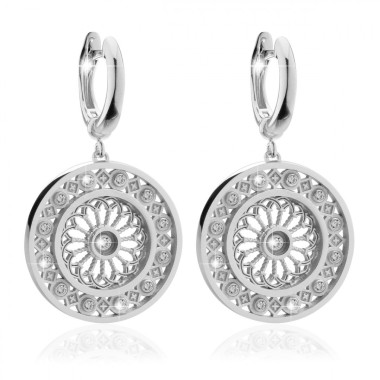 Sterling silver St. Clare rosewindow Canticum collection medium earrings with zirconia