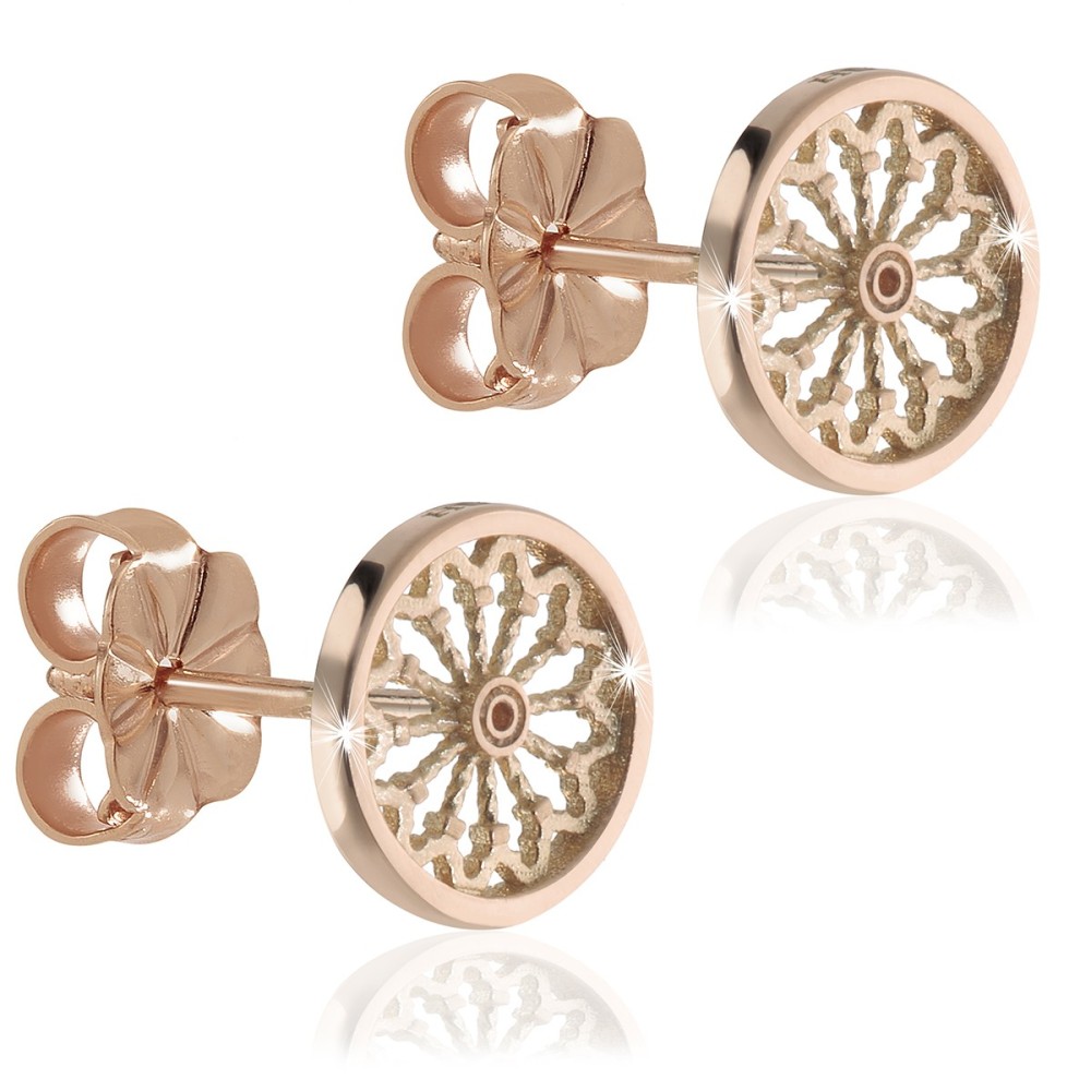 Sterling silver stud earrings, depitcing the rosewindow of St. Francis Basilica