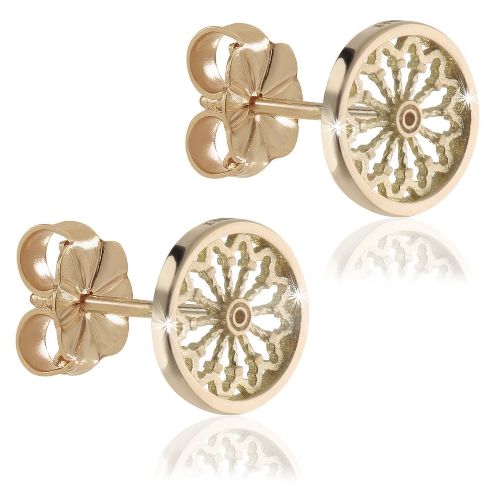 Sterling silver stud earrings, depitcing the rosewindow of St. Francis Basilica