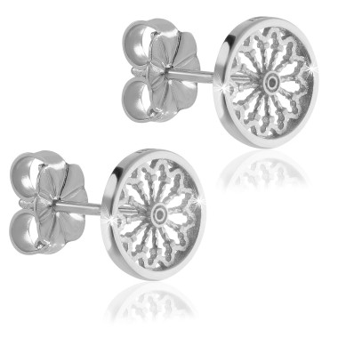 Sterling silver stud earrings, depitcing the rosewindow of St. Francis Basilica