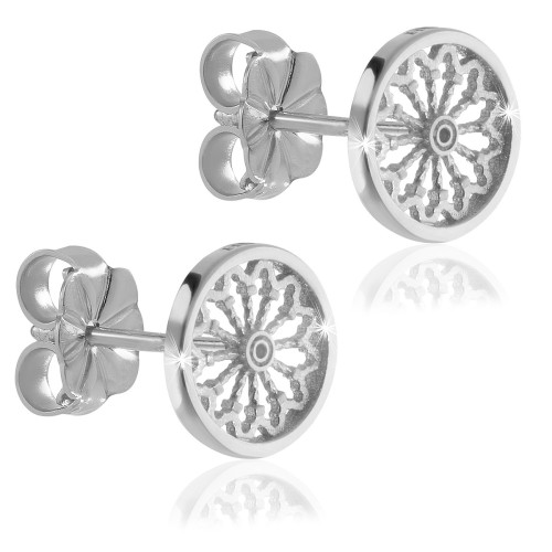 Sterling silver stud earrings, depitcing the rosewindow of St. Francis Basilica