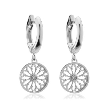 Sterling silver small earrings, depitcing the rosewindow of St. Francis Basilica