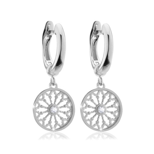 Sterling silver St. Francis rosewindow Canticum collection small earrings with zirconia