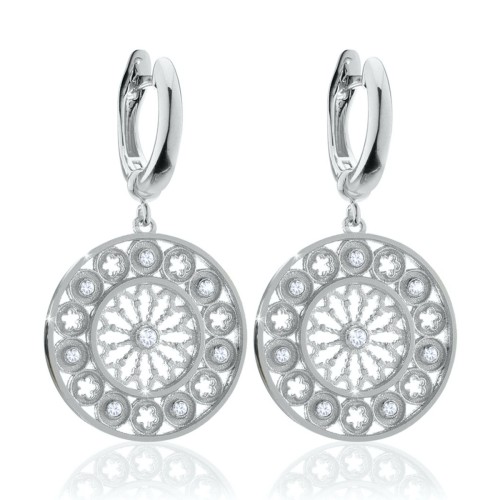 Sterling silver St. Francis rosewindow Canticum collection medium earrings with zirconia