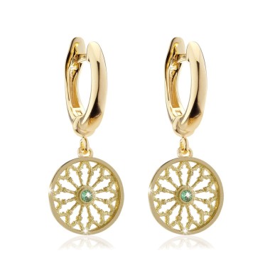 Gold St. Francis rosewindow Canticum collection small earrings with stones