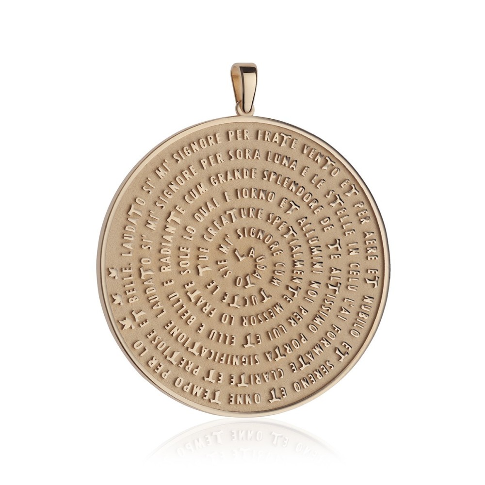 Gold pendant with the Canticle of the creatures of St. Francis