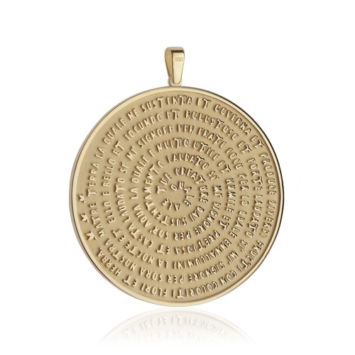 Gold pendant with the Canticle of the creatures of St. Francis