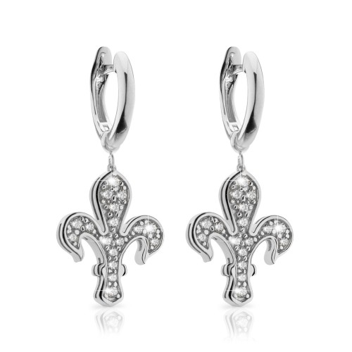 Gold Iter Florence collection earrings with lily flower and diamonds