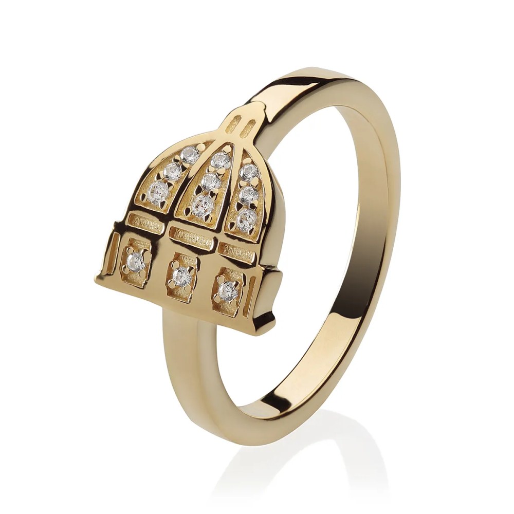 Gold Iter Rome ring St. Peter's Basilica with diamonds