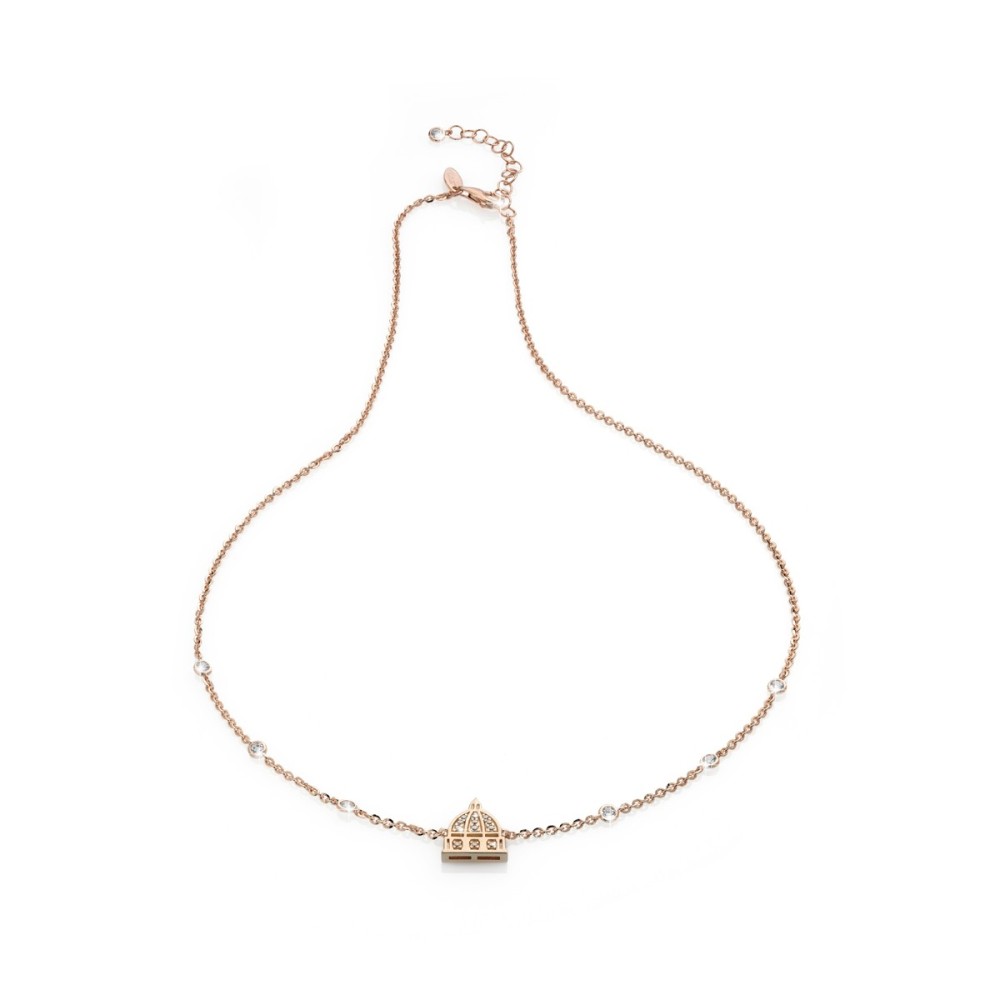 Gold Iter Rome necklace with the dome of the St. Peter's Basilica with diamonds