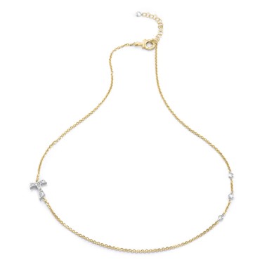 Collana Segno Tau francescano in oro e diamanti