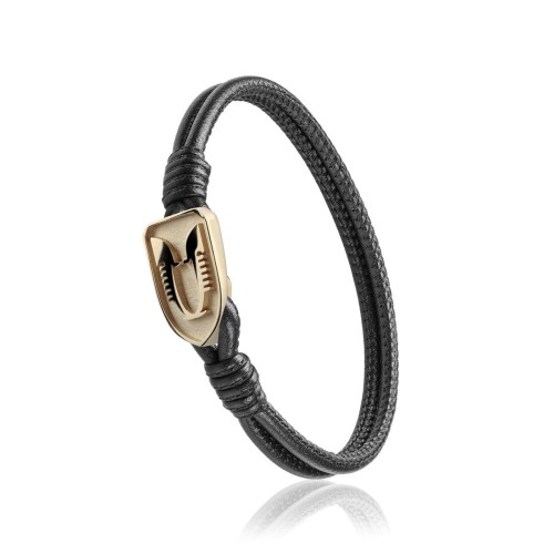 Bracciale Iter Venezia ferri di prua o rostro gondola in pelle nera e argento