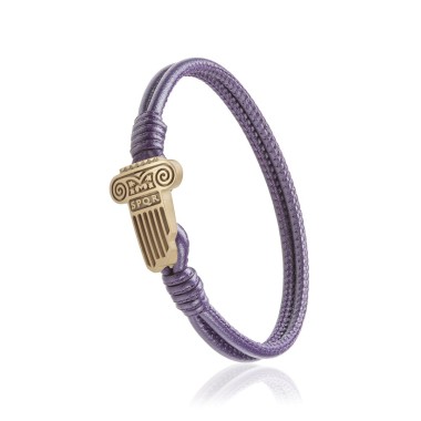 Bracciale Iter Roma capitello romano in pelle viola e argento