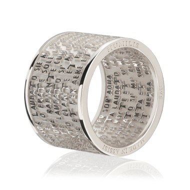 Sterling silver ring with the Canticle of the creatures of St. Francis