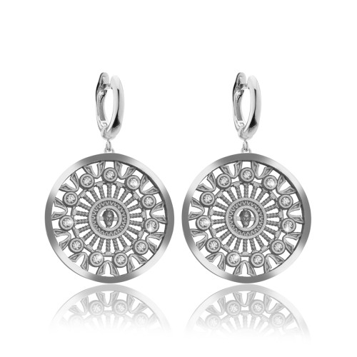 Orecchini Rosoni medi Duomo Orvieto in argento con zirconi