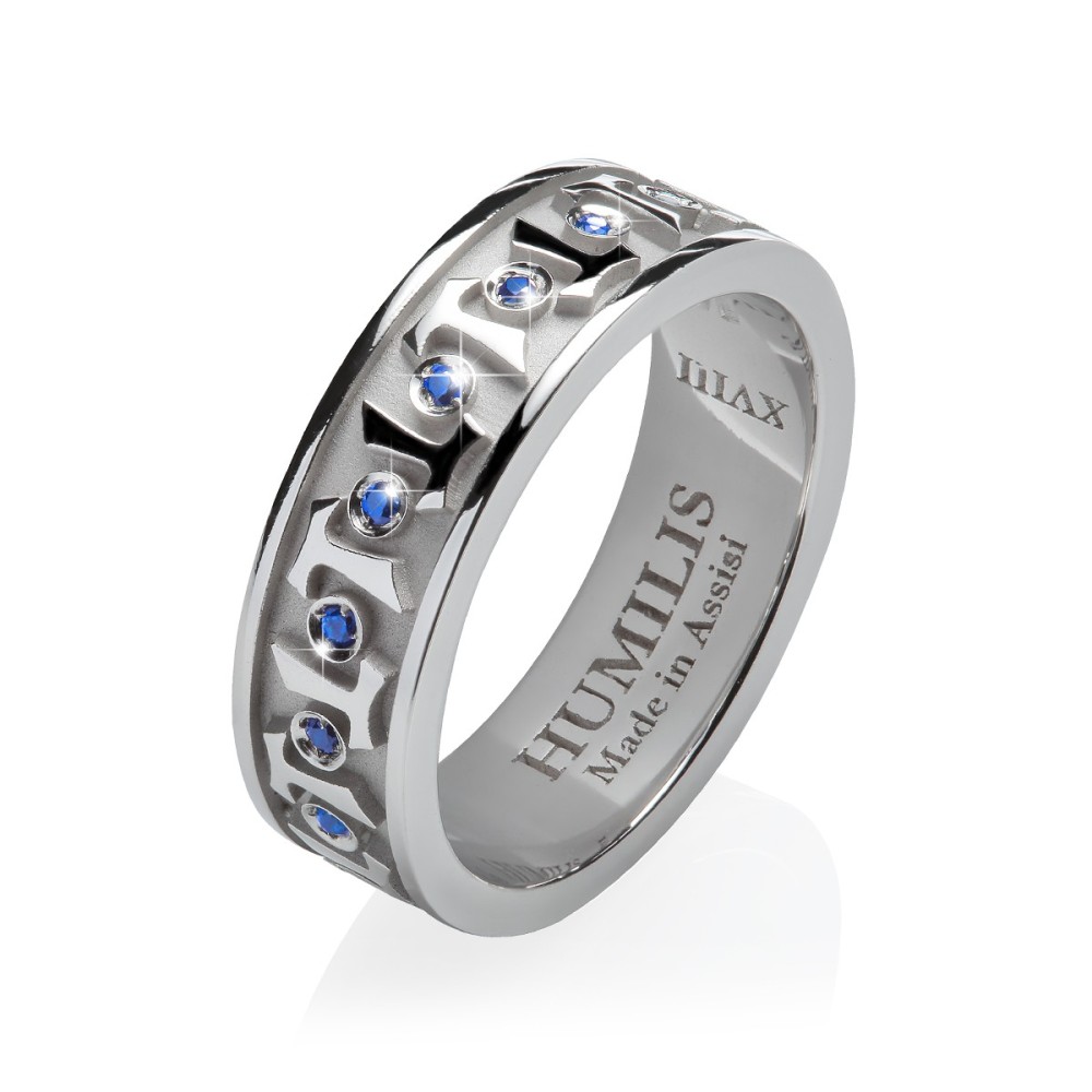 Anello Classica Canticum croce Tau francescana in argento con zirconi Anello Classica Canticum croce Tau francescana in argento con zirconi