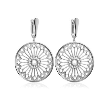 Sterling silver Florence Dome rosewindow collection earrings