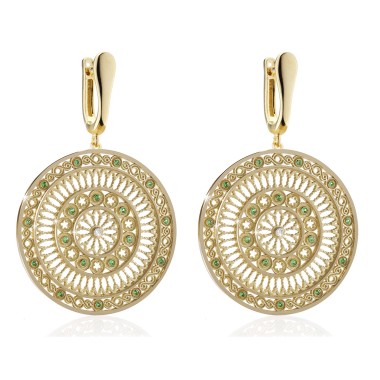 Gold St. Francis rosewindow Canticum collection earrings with stones