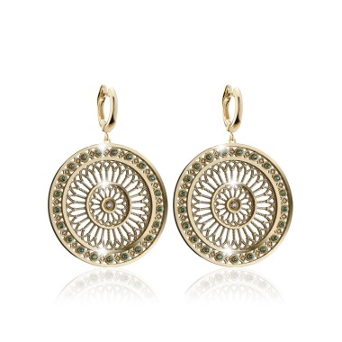 Gold St. Clare rosewindow Canticum collection earrings with stones