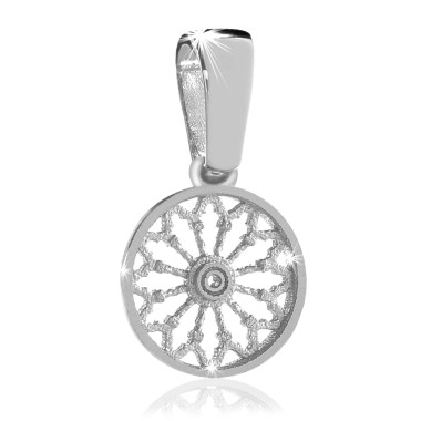 Sterling silver Basilica of St. Francis rosewindow small pendant