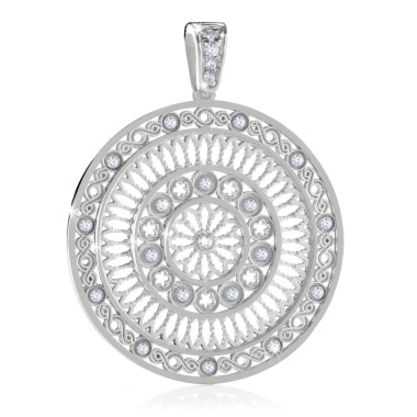 Sterling silver Basilica of St. Francis rosewindow pendant with zirconia