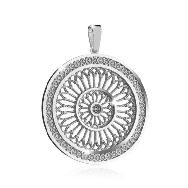 Sterling silver St. Clare's Basilica rosewindow pendant