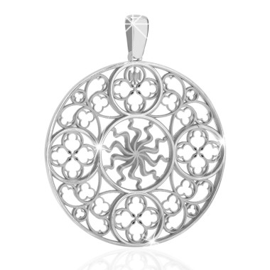 Sterling silver Milan's frontal rosewindow pendant