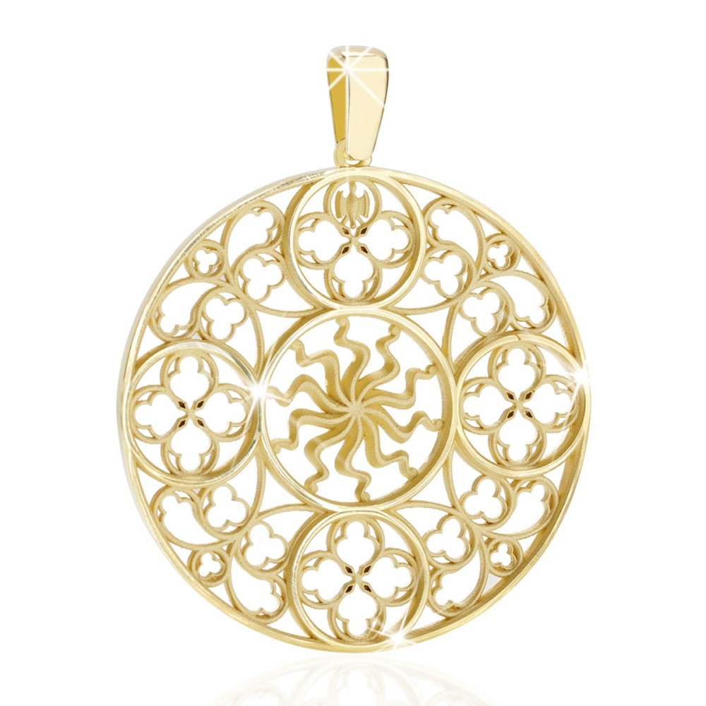 Gold Milan's frontal rosewindow pendant