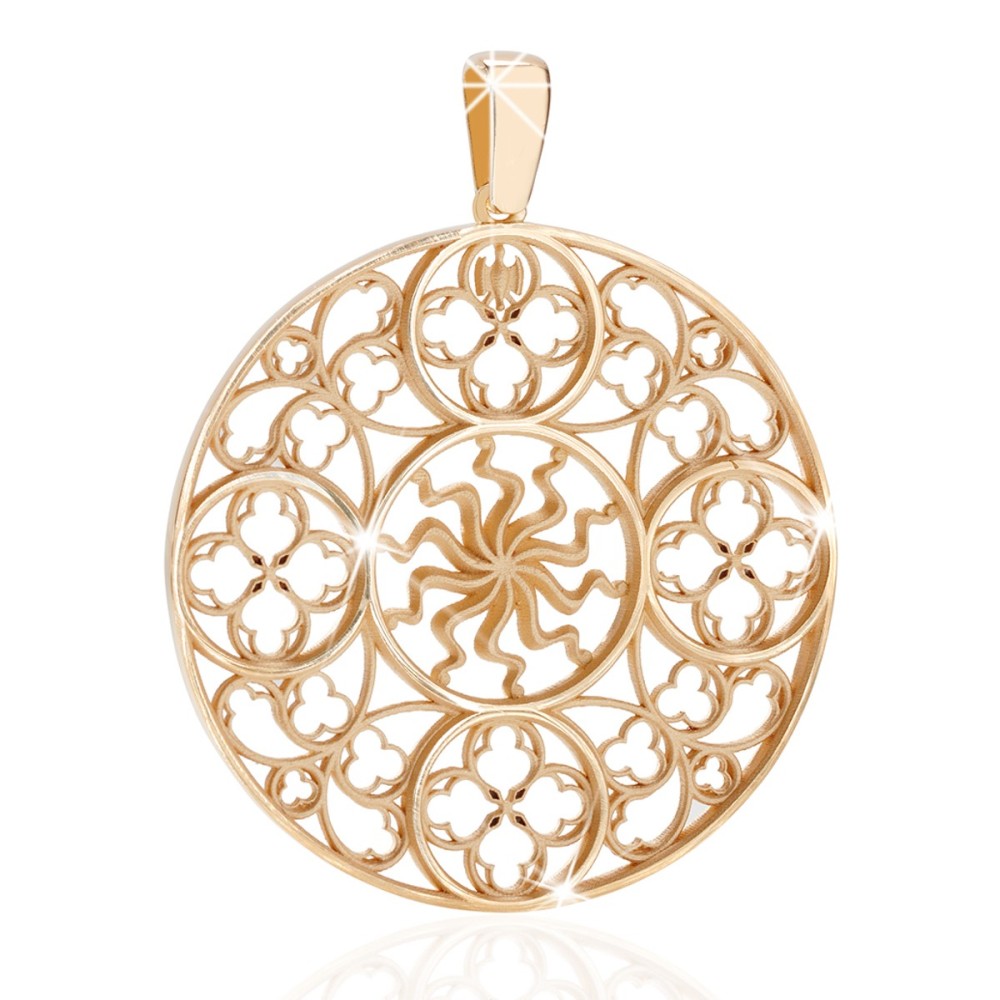 Gold Milan's frontal rosewindow pendant