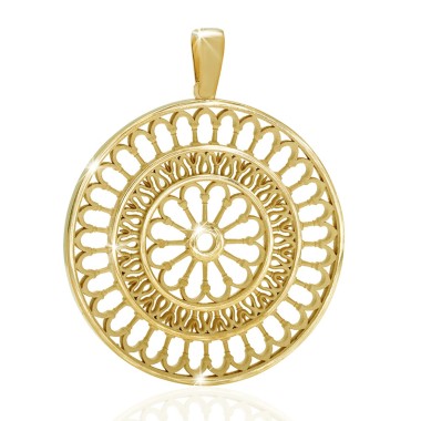 Gold St. Rufino's Cathedral rosewindow pendant