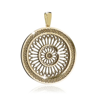 Gold St. Clare's Basilica rosewindow pendant